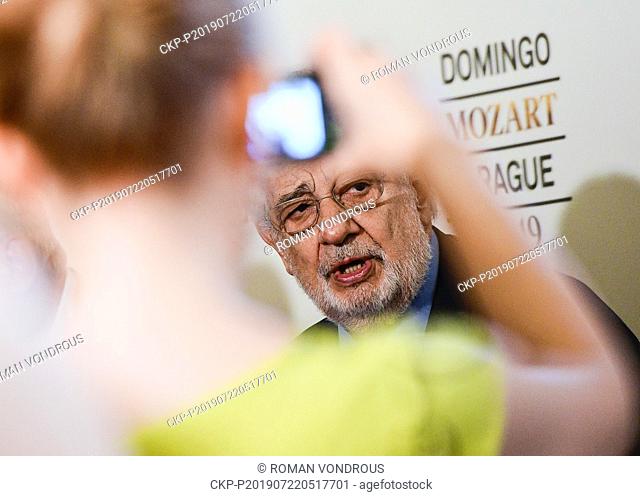 Spanish opera singer and conductor PLACIDO DOMINGO speaks with journalists during the press conference on Operalia 2019, the world international opera...