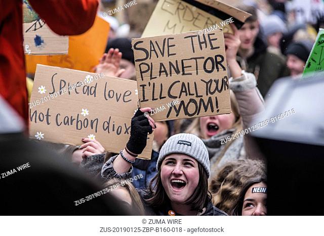 January 25, 2019 - Munich, Bavaria, Germany - Showing no signs of abating, over 3, 500 students participated in the Fridays for Future climate strike at...