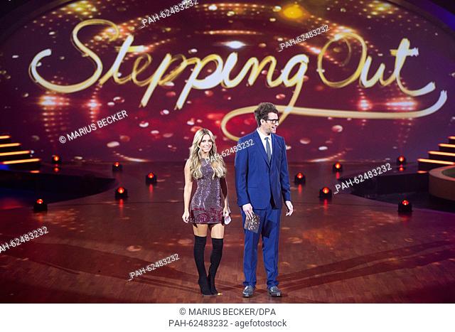 Television hosts Sylvie Meis (L) and Daniel Hartwich present the celebrity dance show 'Stepping Out' on commercial broadcaster RTL in Cologne, Germany