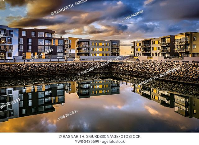 New apartment buildings, suburb of Reykjavik, Kopavogur, Iceland