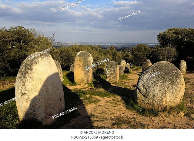 Megaliths, Cromlech of Almendres, near Evora, Alentejo, Portugal, monolith