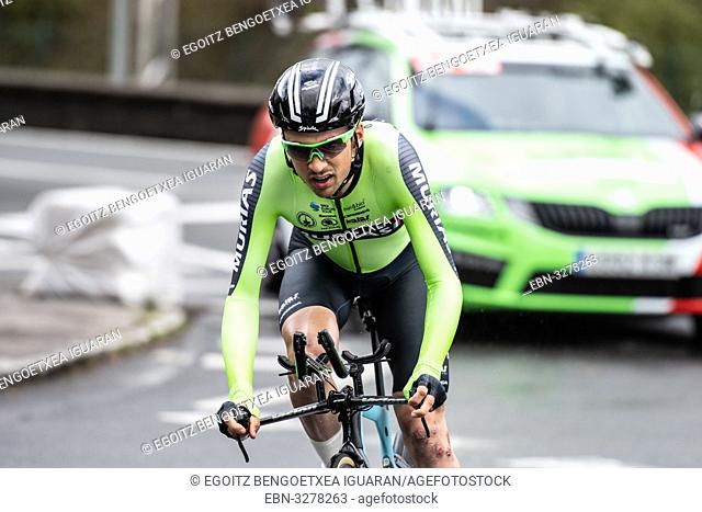Oscar Rodriguez Garaicoechea at Zumarraga, at the first stage of Itzulia, Basque Country Tour. Cycling Time Trial race