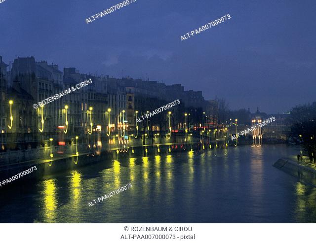 France, Paris, River Seine at night