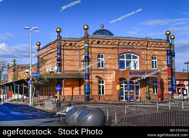 Hundertwasser railway station, Ülzen, Lower Saxony, Germany, Europe