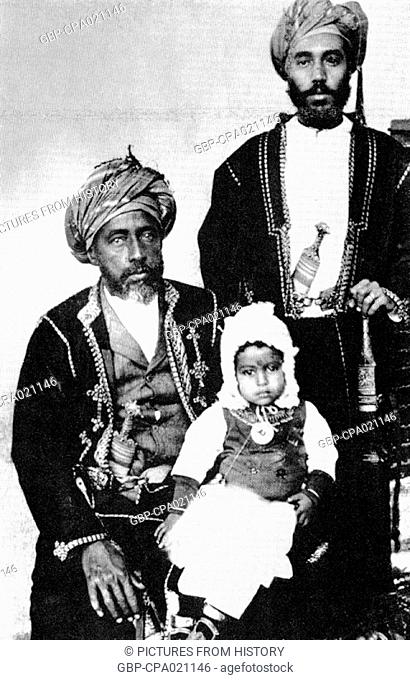Oman: Sultan Faisal bin Turki (r. 1888-1913) with his son Taimur bin Faisal and his grandson, Said bin Taimur c. 1913