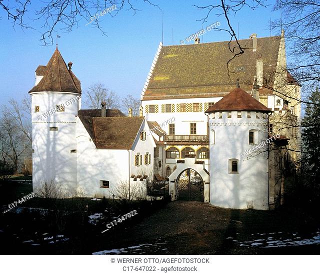 Germany. Hergatz, Upper Argen, Allgaeu, Swabia, Bavaria, Hergatz-Syrgenstein, castle Syrgenstein, renaissance, wintry, rest snow