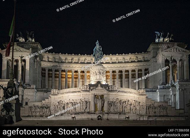 The Victor Emmanuel II National Monument at night Rome Italy