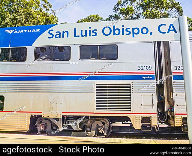 AMTRAK Superliner in station at San Loius Obispo, California