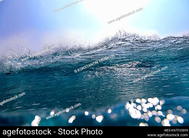 Blue splashing wave of Arabian Sea