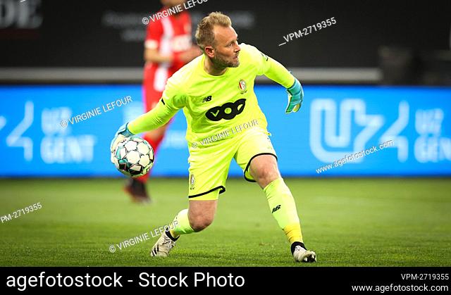 Standard's goalkeeper Jean-Francois Gillet pictured in action during a soccer match between KAA Gent and Standard Liege, Wednesday 19 May 2021 in Gent