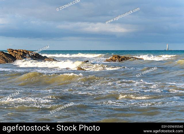 Sea wave in atlantic ocean at the Vendée coast in France
