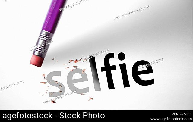 Eraser deleting the word Selfie