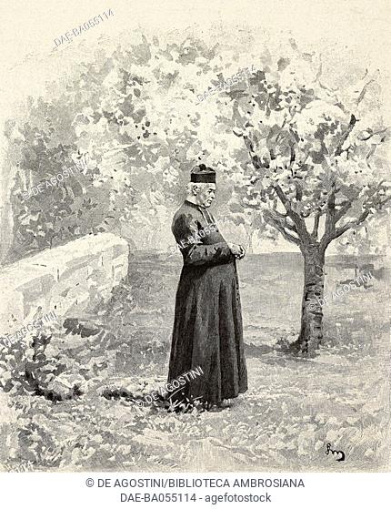 Priest in a garden, illustration from L'Illustration, No 2674, May 26, 1894. DeA / Veneranda Biblioteca Ambrosiana, Milan