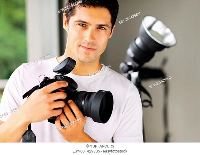 Man holding professional camera