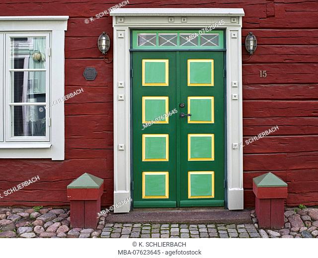 Sweden, Smaland, EksjÃ¶, house facade in the old town