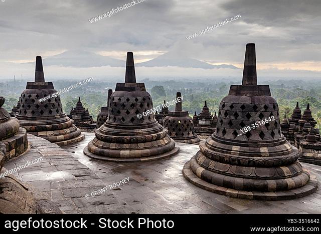Perforated Stupas At Borobudur Temple, Yogyakarta, Central Java, Indonesia