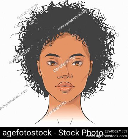 Vector African American dark-skinned woman face. Young beautiful black girl  with healthy skin and..., Stock Vector, Vector And Low Budget Royalty Free  Image. Pic. ESY-056271753 | agefotostock