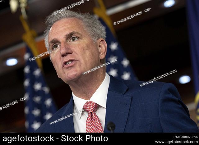 United States House Minority Leader Kevin McCarthy (Republican of California) holds a news conference on Capitol Hill in Washington, DC, Friday, July 29, 2022