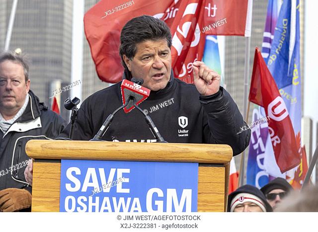Windsor, Ontario, Canada - 11 January 2019 - Jerry Dias, president of the Unifor labor union which represents Canadian auto workers