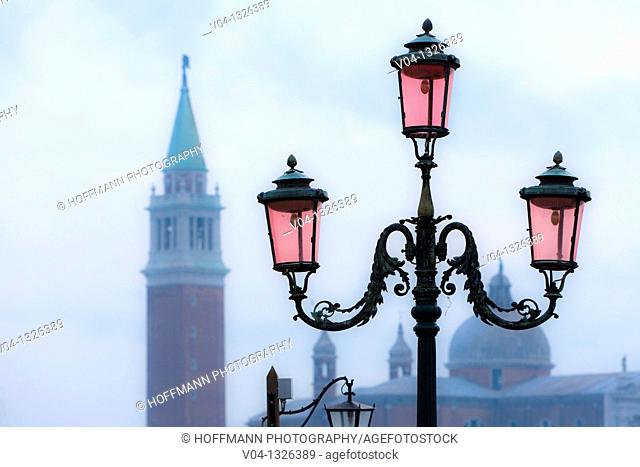 Close up of lantern and campanile in Venice, Italy, Europe