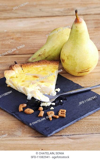 A slice of pear tart