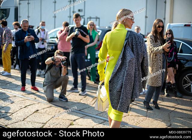 Fashion designer Viky Rader (Viktoria Rader) guest at Tod's fashion show on the third day of Milan Fashion Week Women's Spring Summer 2022
