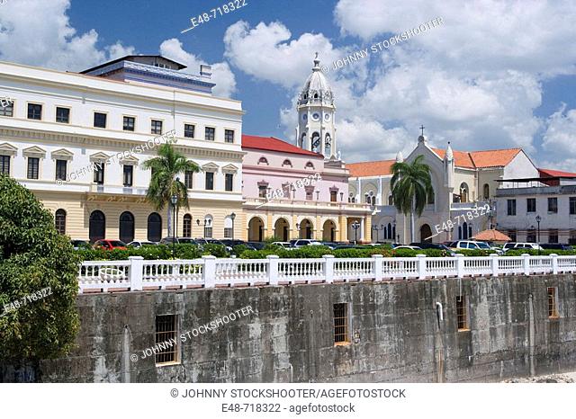 Sea wall. Old Town. San Felipe. Panama City. Republic of Panama