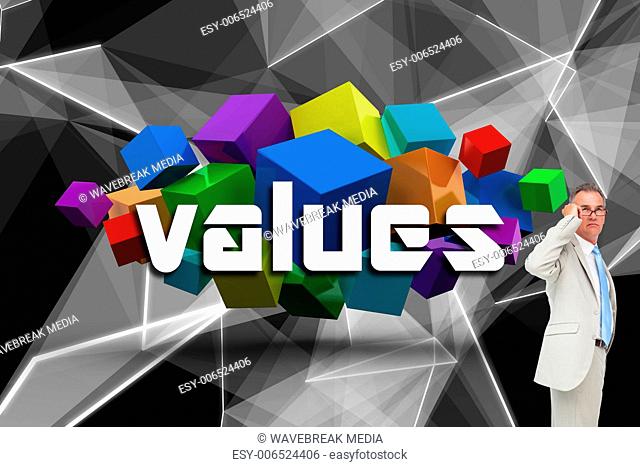 Values against abstract glowing black background