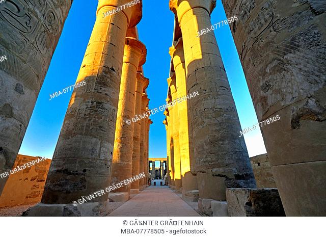 Colonnade in Luxor Temple, Luxor, Upper Egypt, Egypt