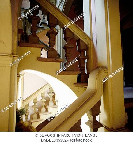 Staircase in Villa Sorra, Castelfranco Emilia, Emilia-Romagna. Italy, 18th century
