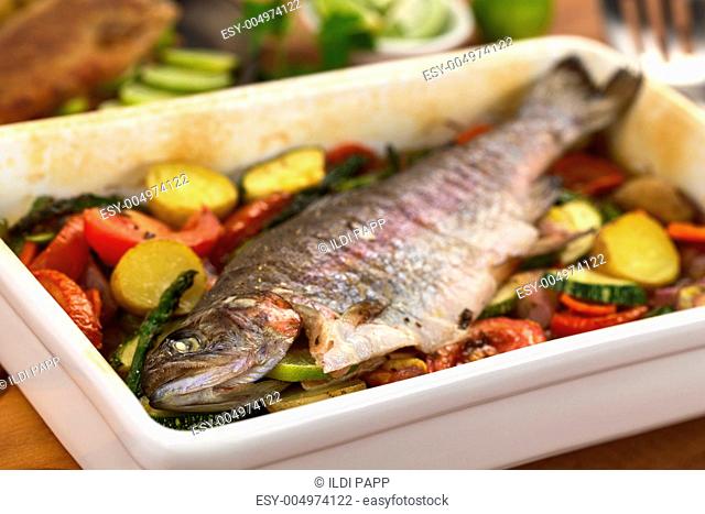 Baked Trout and Vegetables