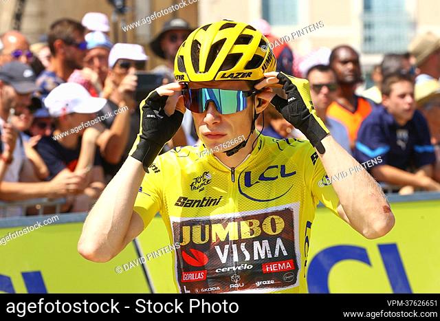 Danish Jonas Vingegaard of Jumbo-Visma pictured at the start of stage sixteen of the Tour de France cycling race, from Carcassonne to Foix (179km), France