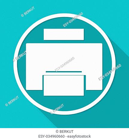 Printer icon on white circle with a long shadow