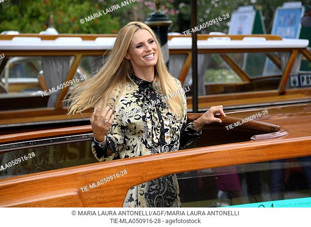 The showgirl Michelle Hunziker arrives at Darsena of Hotel Excelsior, 73rd Venice Film Festival, Venice-ITALY-05-09-2016