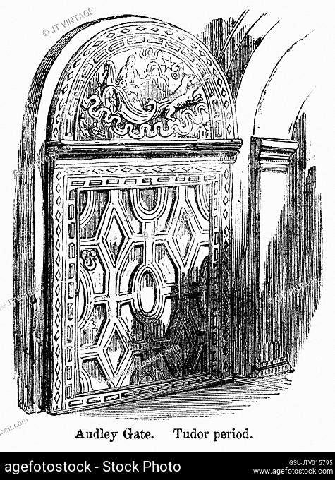 Audley Gate, Tudor Period, Illustration from the Book, John Cassel’s Illustrated History of England, Volume II, text by William Howitt, Cassell, Petter