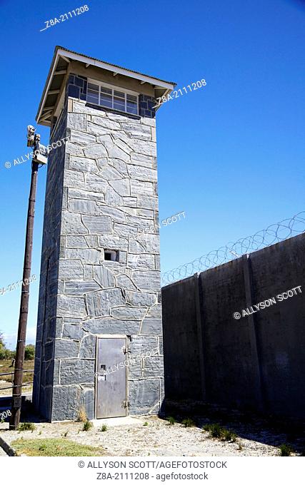 Guard tower and wall at Robben Island Prison, Cape Town, Western Cape, South Africa