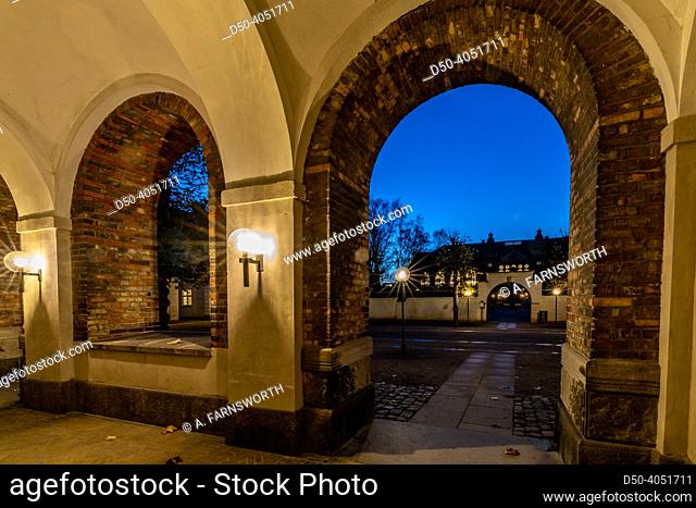 Copenhagen, Denmark An old arched passageway at the Christiansborg Palace, site of government and Parliament