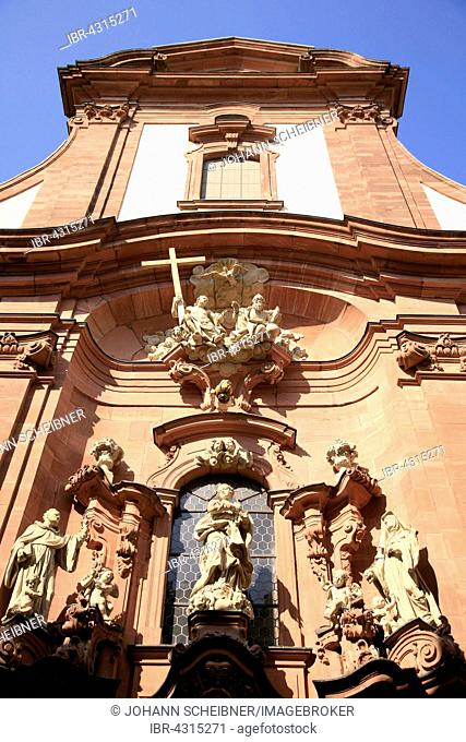 Facade of the Augustinian Church, cherry orchard, old town, Mainz, Rhineland-Palatinate, Germany