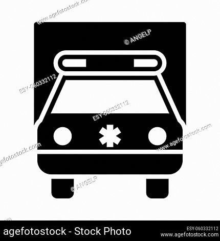 Ambulance Car Icon. Black Stencil Design. Vector Illustration
