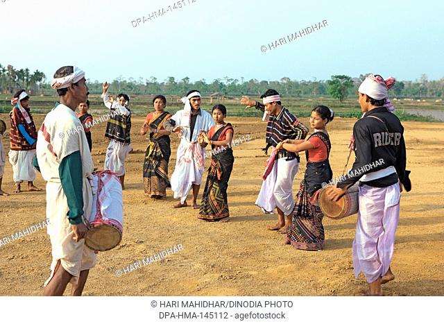 People celebrating Bihu festival New Year celebration ; Assam ; India NO MR
