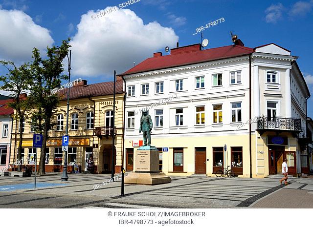 Houses and memorial of Jozef Pilsudski in Pilsudskiego Square, Suwalki, Podlaskie, Poland