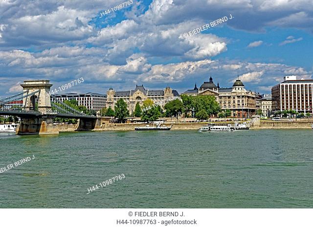 Suspension bridge and Danue in Budapest