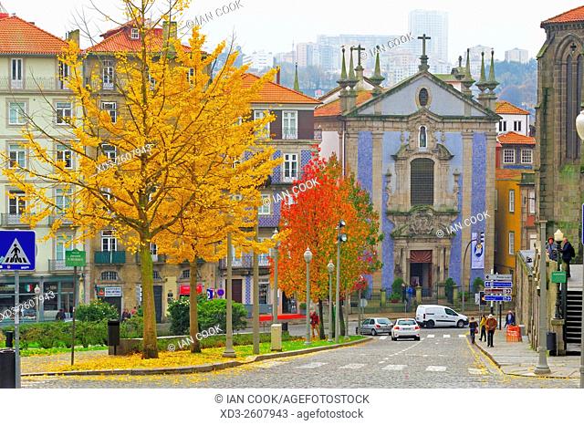 view along Rua de Ferrira Borges to Igreja de Sao Nicolau, Porto, Portugal