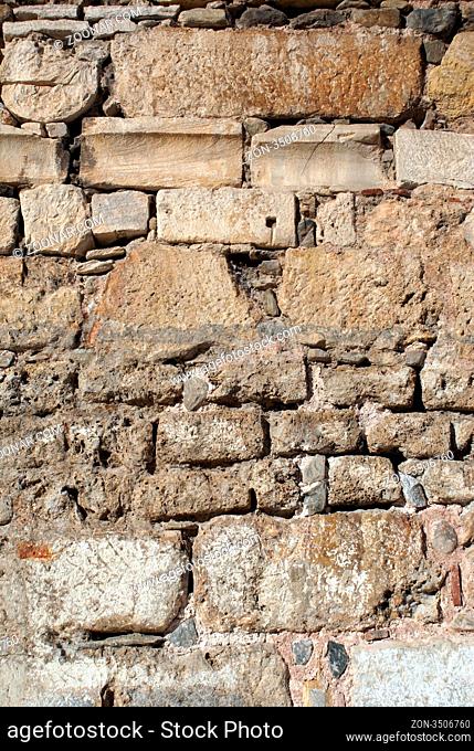 Dtone wall in old castle of Bursa, Turkey