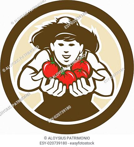 Organic Tomato Farmer Boy Circle Retro