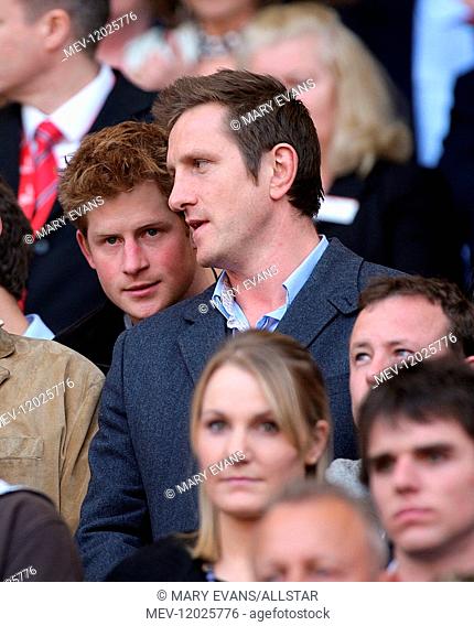 Prince Harry & Will Greenwood (former rugby player) at a rugby match between England and Scotland, RBS Six Nations Championship, at Twickenham, London