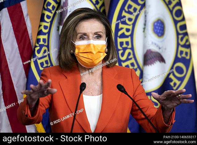 Speaker of the United States House of Representatives Nancy Pelosi (Democrat of California) offers remarks during a press conference on passage of gun violence...