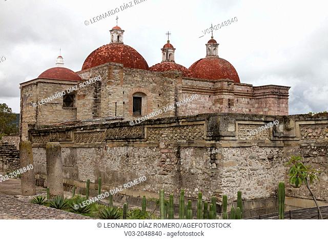 Church of San Pablo and archaeological constructions at Mitla, Oaxaca, Mexico