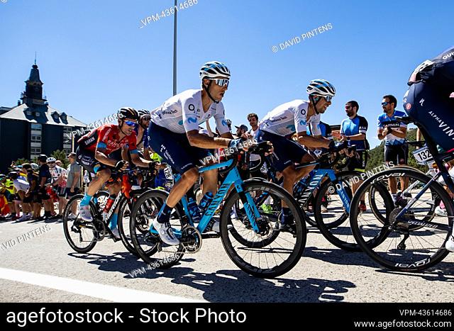 Spanish Carlos Verona of Movistar Team and Portuguese Nelson Oliveira of Movistar Team pictured in action during stage 20 of the 2022 edition of the 'Vuelta a...