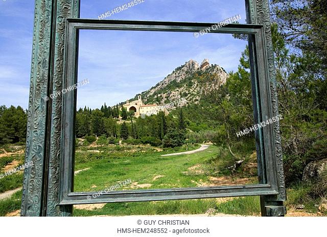 Spain, Catalonia, Parque Natural dels Ports, facing Horta de Sant Joan, the Santa Barbara mountain and the Sant Salvador monastery painted by Picasso
